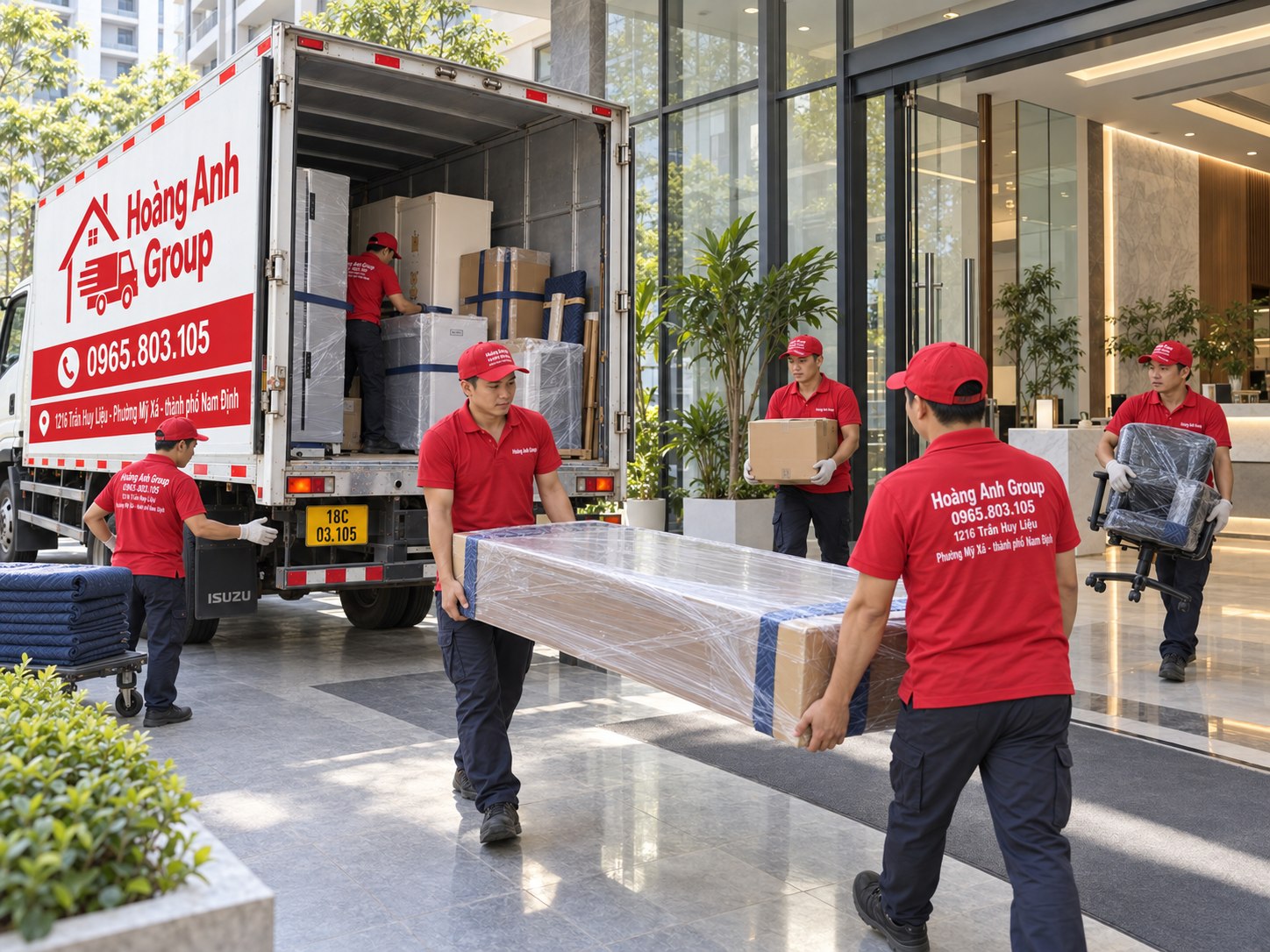 Đội Hoàng Anh Group thực hiện công việc chuyển văn phòng